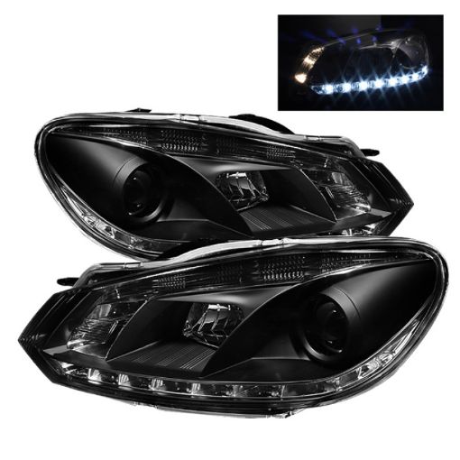 Picture of Spyder Volkswagen GolfGTI 10 - 13 Projector Headlights Halogen Model - DRL Blk PRO - YD - VG10 - DRL - BK