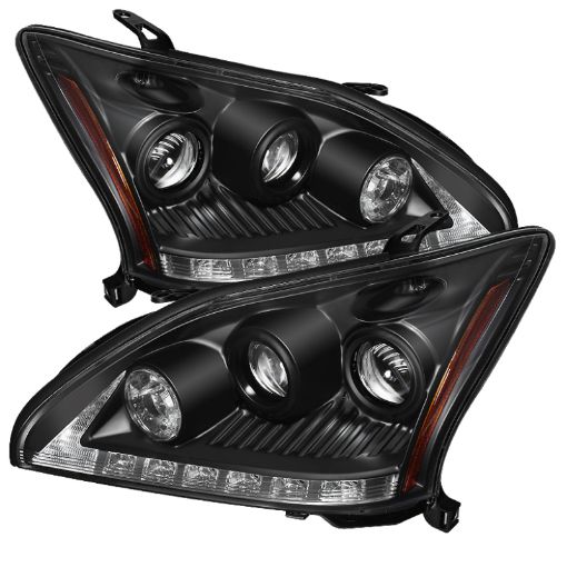Picture of Spyder Lexus RX330 2004 - 2006 Projector Headlights Halogen Model - DRL LED Blk PRO - YD - LRX35004 - DRL - BK