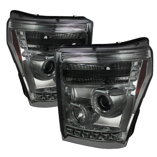 Picture of Spyder Ford Super Duty 11 - 15 Projector Headlights LED Halo DRL Smke Low 9006 PRO - YD - FS11 - HL - SM