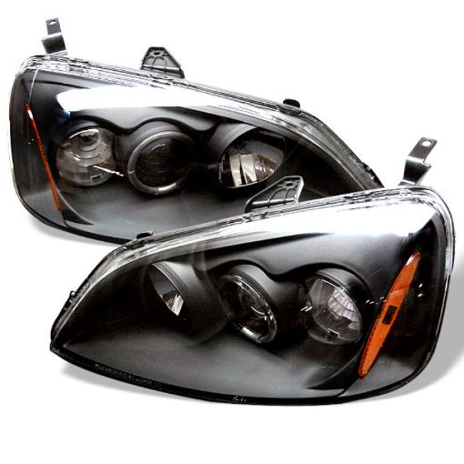 Picture of Spyder Honda Civic 01 - 03 24DR Projector Headlights - LED Halo Amber Reflector Blk PRO - YD - HC01 - AM - BK