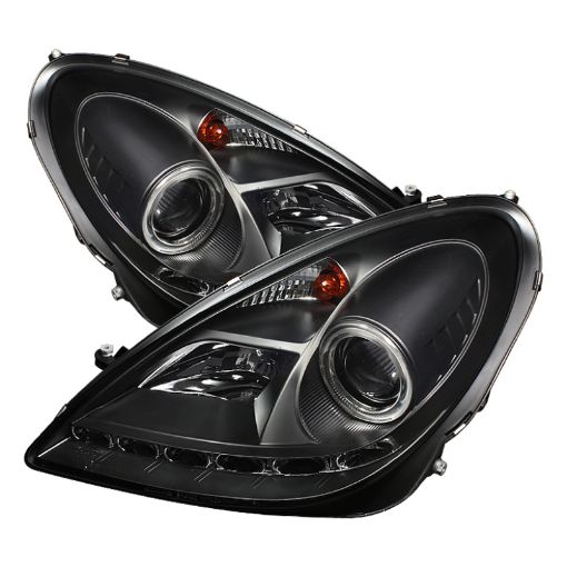 Picture of Spyder Mercedes Benz SLK 05 - 10 Projector Headlights Halogen Model - DRL Blk PRO - YD - MBSLK05 - DRL - BK