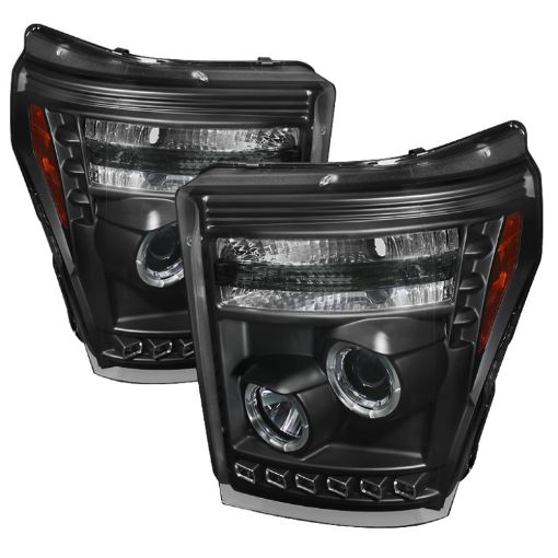 Picture of Spyder Ford Super Duty 11 - 15 Projector Headlights LEDHalo DRL Blk High H1 Low 9006 PRO - YD - FS11 - HL - BK