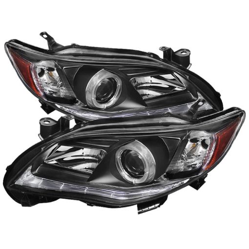 Picture of Spyder Toyota Corolla 11 - 13 Projector Headlights Halogen Model Only - DRL LED Blk PRO - YD - TC11 - DRL - BK