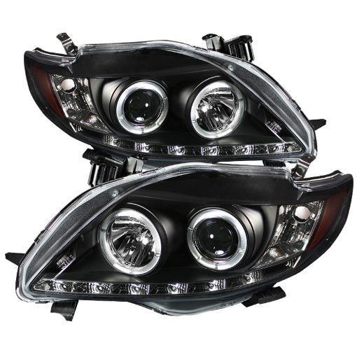 Picture of Spyder Toyota Corolla 09 - 10 Projector Headlights LED Halo DRL Blk High H1 Low H1 PRO - YD - TC09 - DRL - BK
