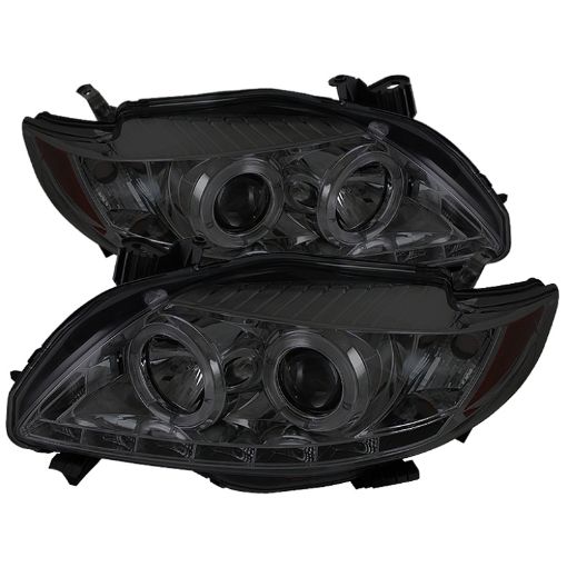 Picture of Spyder Toyota Corolla 09 - 10 Projector Headlights LED Halo DRL Smke High H1 Low H1 PRO - YD - TC09 - DRL - SM