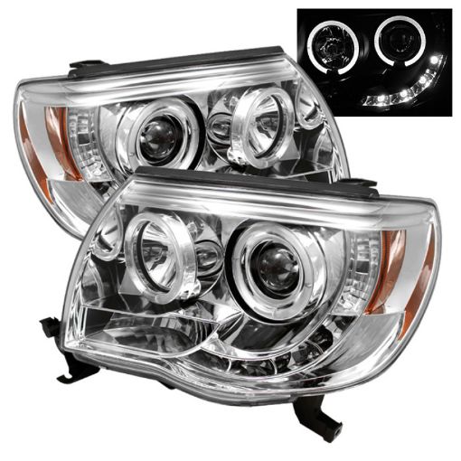 Picture of Spyder Toyota Tacoma 05 - 11 Projector Headlights LED Halo LED Chrome High H1 Low H1 PRO - YD - TT05 - HL - C