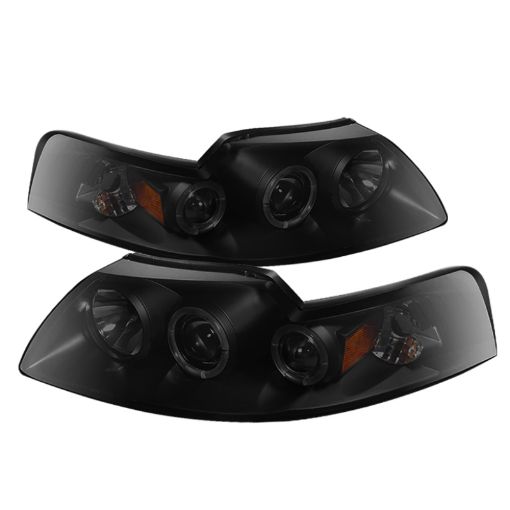 Picture of Spyder Ford Mustang 99 - 04 Projector Headlights LED Halo Blk Smke PRO - YD - FM99 - 1PC - AM - BSM