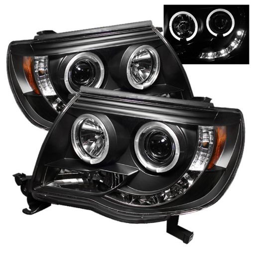 Picture of Spyder Toyota Tacoma 05 - 11 Projector Headlights LED Halo LED Black High H1 Low H1 PRO - YD - TT05 - HL - BK