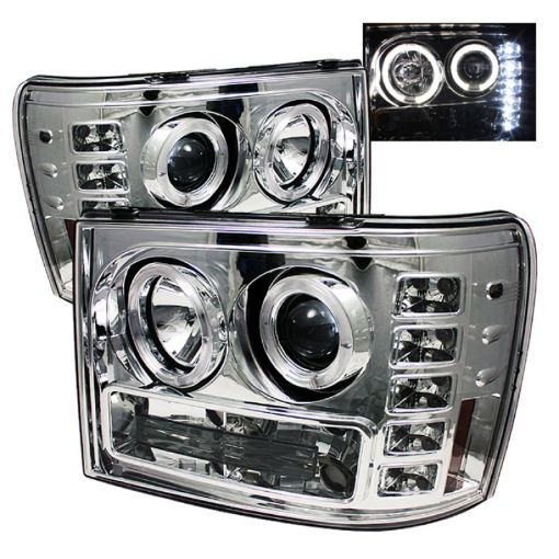 Picture of Spyder GMC Sierra 150025003500 07 - 13 Projector Headlights LED Halo - LED Chrome PRO - YD - GS07 - HL - C