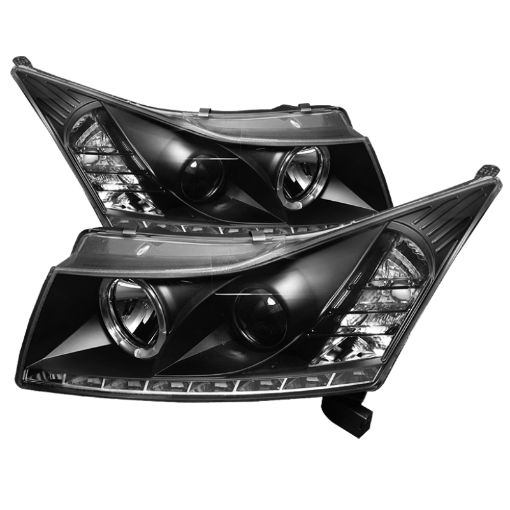 Picture of Spyder Chevy Cruze 11 - 14 Projector Headlights LED Halo - DRL Blk High H1 Low H7 PRO - YD - CCRZ11 - DRL - BK