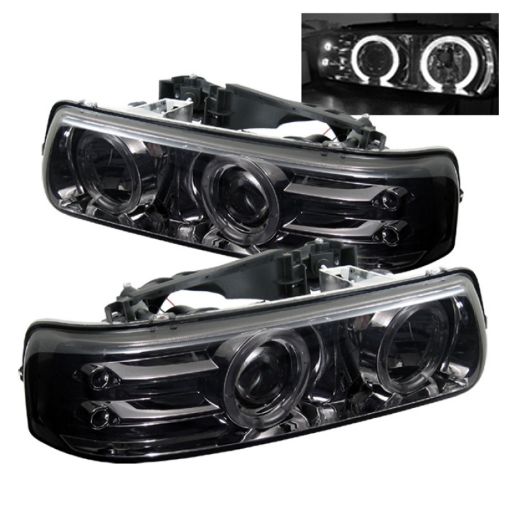 Picture of Spyder Chevy Silverado 15002500 99 - 02 Projector Headlights LED Halo LED Smoke PRO - YD - CS99 - HL - SMC
