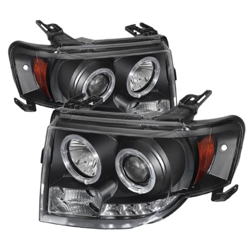 Picture of Spyder Ford Escape 08 - 12 Projector Headlights Halogen Model Only - DRL Black PRO - YD - FES08 - DRL - BK