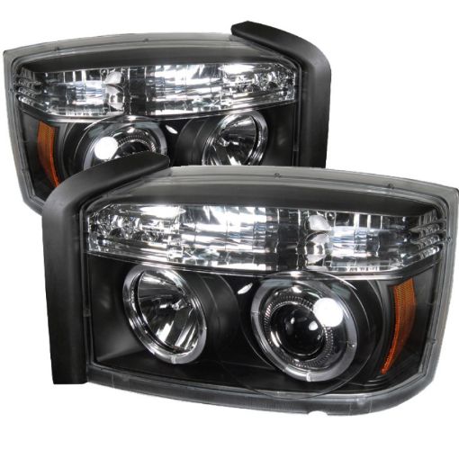 Picture of Spyder Dodge Dakota 05 - 07 Projector Headlights LED Halo Black High H1 Low H1 PRO - YD - DDAK05 - BK