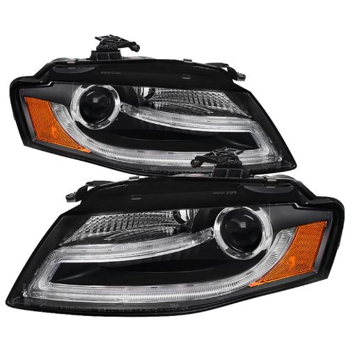 Picture of Spyder Audi A4 09 - 12 Projector Headlights Halogen Model Only - DRL LED Black PRO - YD - AA408 - DRL - BK