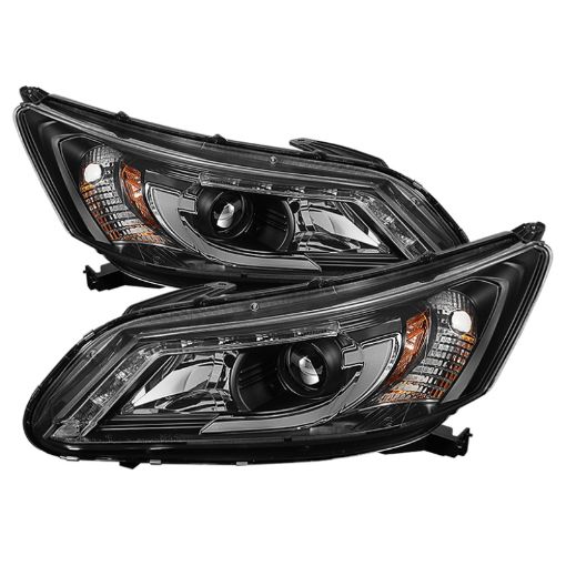 Picture of Spyder Honda Accord 2013 - 2015 4DR Projector Headlights Light Bar DRL Black PRO - YD - HA13 - LBDRL - BK