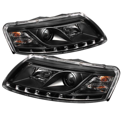 Picture of Spyder Audi A6 05 - 07 Projector Headlights Halogen Model Only - DRL Black PRO - YD - ADA605 - DRL - BK