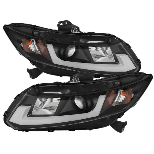 Picture of Spyder 12 - 14 Honda Civic (Excl. 2014 Coupe) Projector Headlights Lgtbr DRL Black PRO - YD - HC12 - DRL - BK