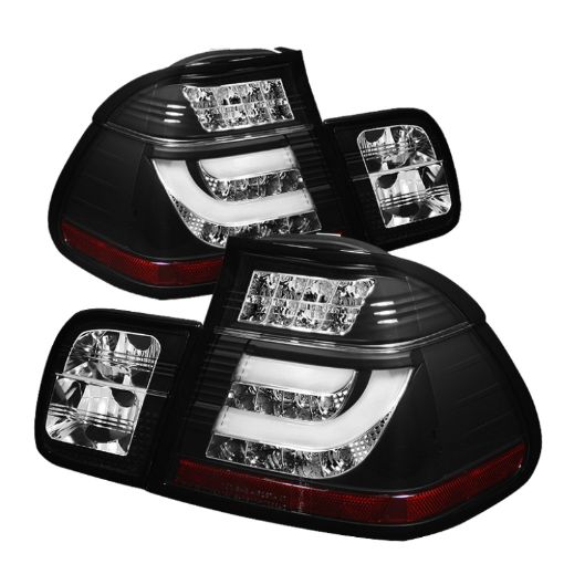 Picture of Spyder BMW E46 3 - Series 02 - 05 4Dr Light Bar Style LED Tail Lights Black ALT - YD - BE4602 - 4D - LBLED - BK