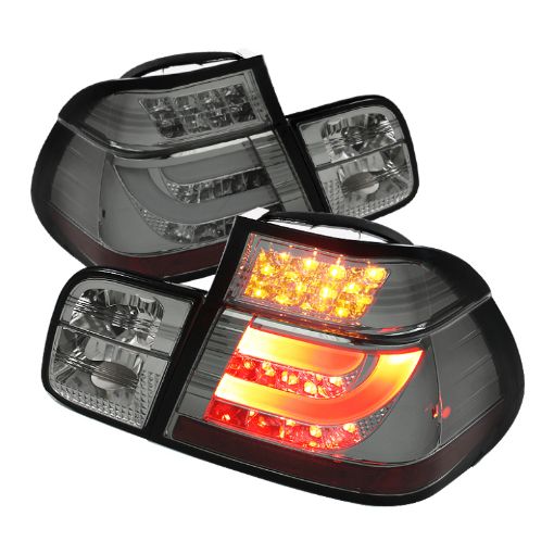 Picture of Spyder BMW E46 3 - Series 99 - 01 4Dr Light Bar Style LED Tail Lights Smoke ALT - YD - BE4699 - 4D - LBLED - SM