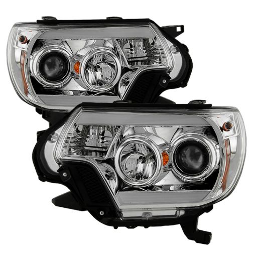 Picture of Spyder Toyota Tacoma 12 - 16 Projector Headlights Light Bar DRL Chrome PRO - YD - TT12 - LBDRL - C