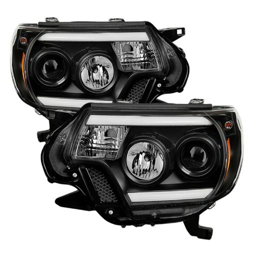 Picture of Spyder Toyota Tacoma 12 - 15 Projector Headlights Light Bar DRL Black PRO - YD - TT12 - LBDRL - BK
