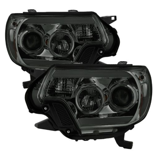 Picture of Spyder Toyota Tacoma 12 - 16 Projector Headlights Light Bar DRL Smoke PRO - YD - TT12 - LBDRL - SM