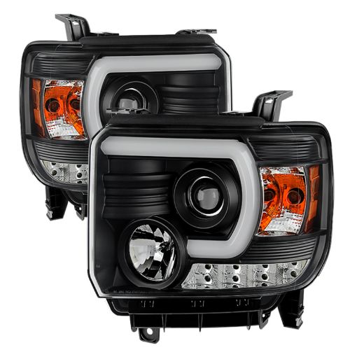 Picture of Spyder GMC Sierra 14 - 16 Projector Headlights Light Bar DRL Black PRO - YD - GS14 - LBDRL - BK