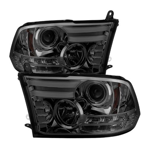 Picture of Spyder Dodge Ram 09 - 12 Projector Headlights Light Bar DRL Smoke PRO - YD - DR09 - LBDRL - SM