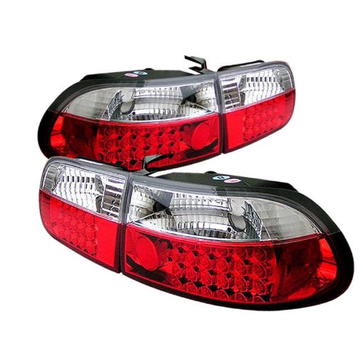 Picture of Spyder Honda Civic 92 - 95 3DR LED Tail Lights Red Clear ALT - YD - HC92 - 3D - LED - RC