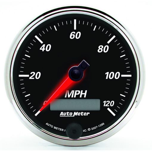 Picture of Autometer Designer Black II 3 38in 120 MPH In - Dash Speedo w LCD ODO