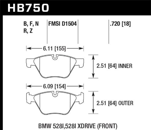 Picture of Hawk 13 - 14 BMW 528i 528i xDrive HP Plus Front Brake Pads