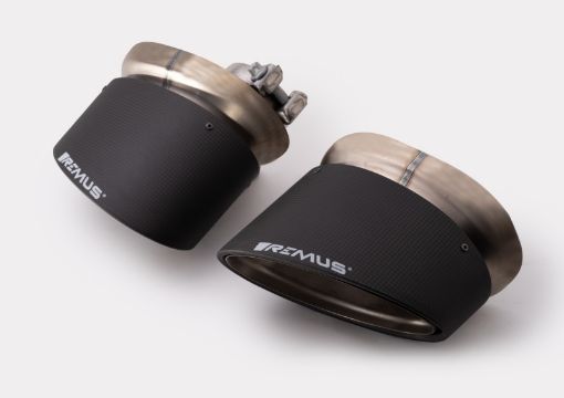 Picture of Remus Carbon 175x108mm Angled Titanium Internals wAdj Clamp Tail Pipe Set (Pair)