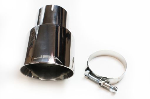 Picture of JBA 3in x 4in x 7 - 14in Double Wall Polished Chrome Tip - Clamp On