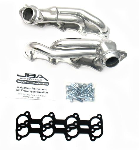 Picture of JBA 94 - 97 Ford Thunderbird 4.6L 2V 1 - 12in Primary Silver Ctd Cat4Ward Header