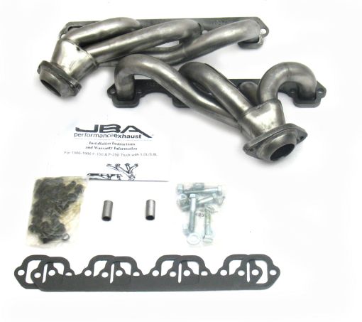 Picture of JBA 87 - 95 Ford F - 150 5.0L SBF 1 - 12in Primary Raw 409SS Cat4Ward Header