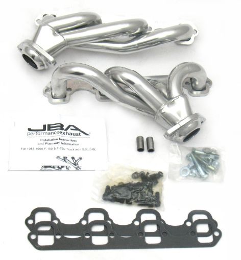 Picture of JBA 87 - 95 Ford F - 150 5.0L SBF 1 - 12in Primary Silver Ctd Cat4Ward Header