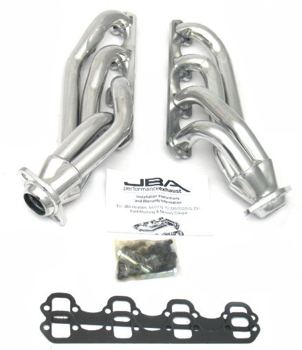 Picture of JBA 65 - 73 Ford Mustang 260 - 302 SBF 1 - 58in Primary Silver Ctd Mid Length Header