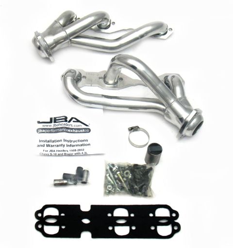 Picture of JBA 88 - 95 02 - 03 GM S - Truck 4.3L V6 4WD 1 - 12in Primary Silver Ctd Cat4Ward Header