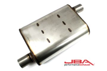 Picture of JBA Universal Chambered Style 304SS Muffler 13x9.75x4 2in Inlet Diameter OffsetOffset
