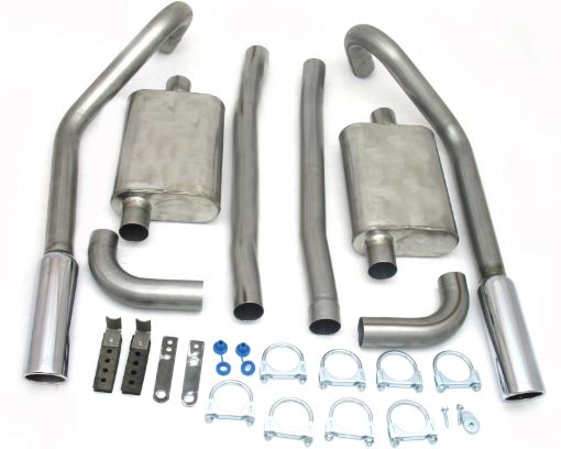 Picture of JBA 65 - 70 Ford Mustang 260 - 428 409SS Dual Turn Down Under Rear Valance Header Back Exhaust