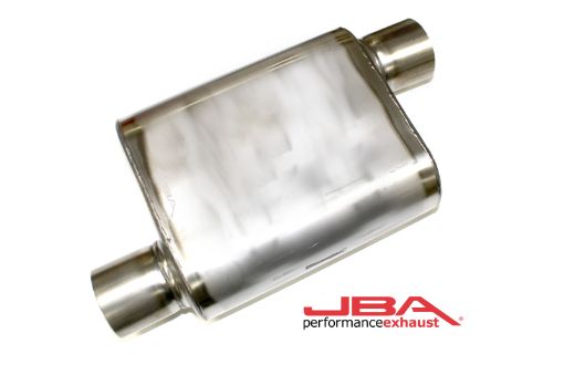 Picture of JBA Universal Chambered Style 304SS Muffler 11x9.75x4 3in Inlet Diameter OffsetOffset