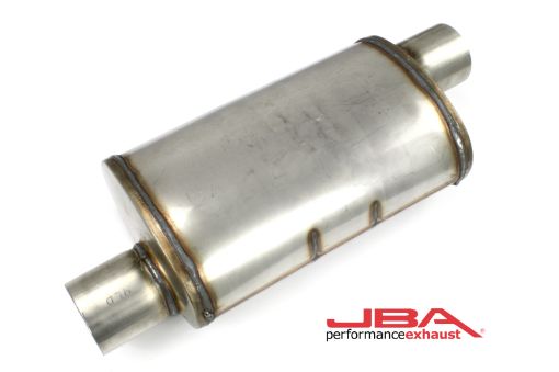 Picture of JBA Universal Chambered Style 304SS Muffler 14x8x5 3in Inlet Diameter OffsetOffset
