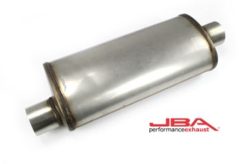 Picture of JBA Universal Chambered Style 304SS Muffler 18x8x5 3in Inlet Diameter OffsetCenter