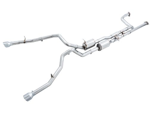 Picture of AWE Tuning 2021 RAM 1500 TRX 0FG Cat - Back Exhaust - Chrome Silver Tips