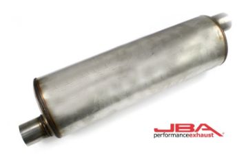 Picture of JBA Universal Chambered 304SS Muffler 22in x 7in Round 2.5in OffsetOffset