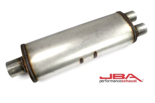 Picture of JBA Universal Chambered 304SS Muffler 25x8x5in 3in Center Inlet2.5in Dual Outlet