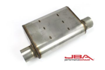 Picture of JBA Universal Chambered Style 304SS Muffler 13x9.75x4in 3in InOut Dia OffsetOffset (Same Side)