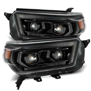 Picture of AlphaRex 10 - 13 Toyota 4Runner LUXX LED Proj Headlights Plank Style Alpha Black wSeq SignalDRL