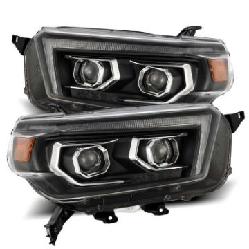 Picture of AlphaRex 10 - 13 Toyota 4Runner LUXX LED Proj Headlights Plank Style Black wSeq SignalDRL