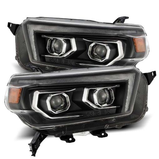 Picture of AlphaRex 10 - 13 Toyota 4Runner LUXX LED Proj Headlights Plank Style Black wSeq SignalDRL